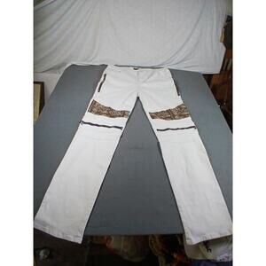 Vintage AMIRI White Relaxed Fit Jeans Men’s 42x33 Printed Panel Zipper Detail